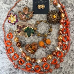 Fall Jewelry Lot - oranges and golds - vintage to newer.  Will ship immediately!